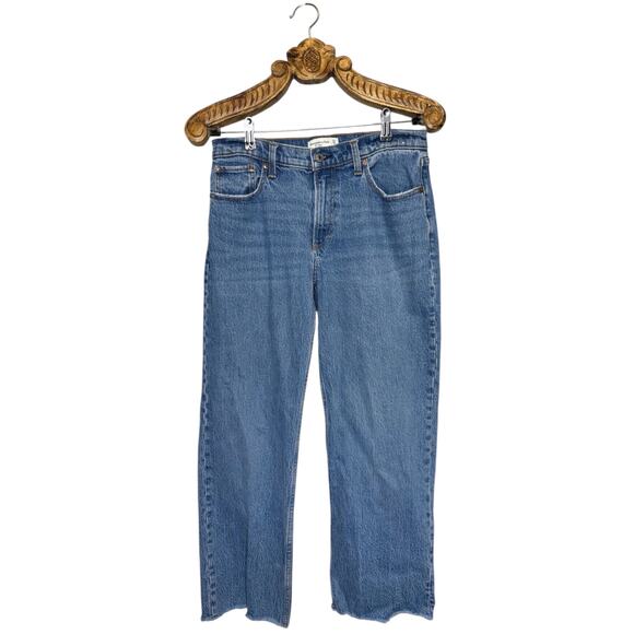 Abercrombie and Fitch Jeans Baggy Low Rise Raw Hem Wide Leg 27 4 - Picture 1 of 6